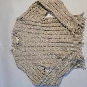 Design History Acrlic Frayed edge Cable Knit Sweater NWT